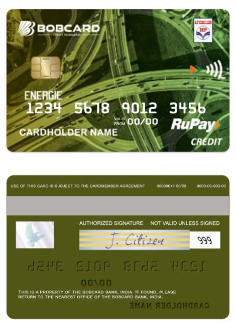 India HPCL Energie RuPay credit Bobcard